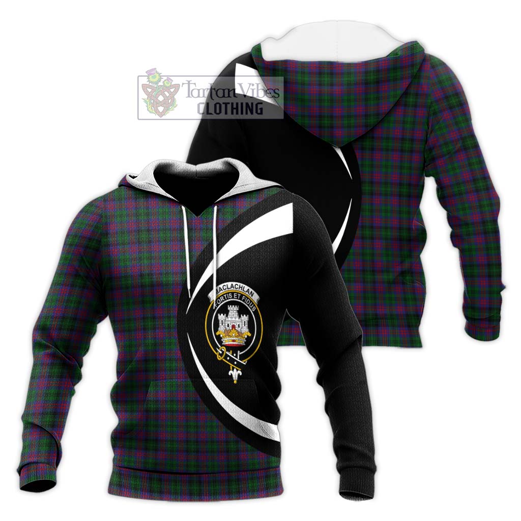 MacLachlan Hunting Tartan Knitted Hoodie with Family Crest Circle Style Unisex Knitted Pullover Hoodie - Tartan Vibes Clothing