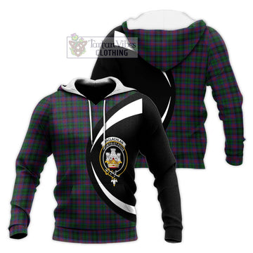 MacLachlan Hunting Tartan Knitted Hoodie with Family Crest Circle Style