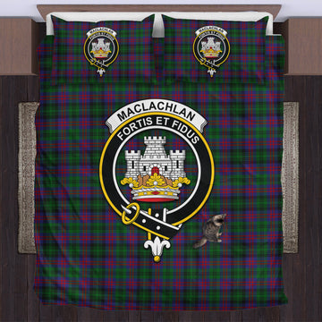 MacLachlan Hunting Tartan Bedding Set with Family Crest