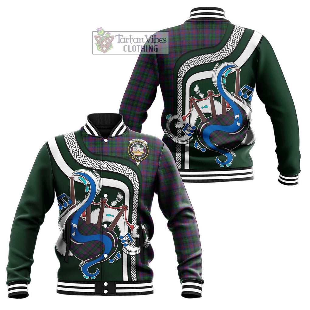 Tartan Vibes Clothing MacLachlan Hunting Tartan Baseball Jacket with Epic Bagpipe Style