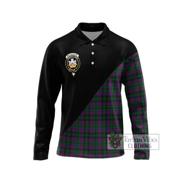 MacLachlan Hunting Tartan Long Sleeve Polo Shirt with Family Crest and Military Logo Style