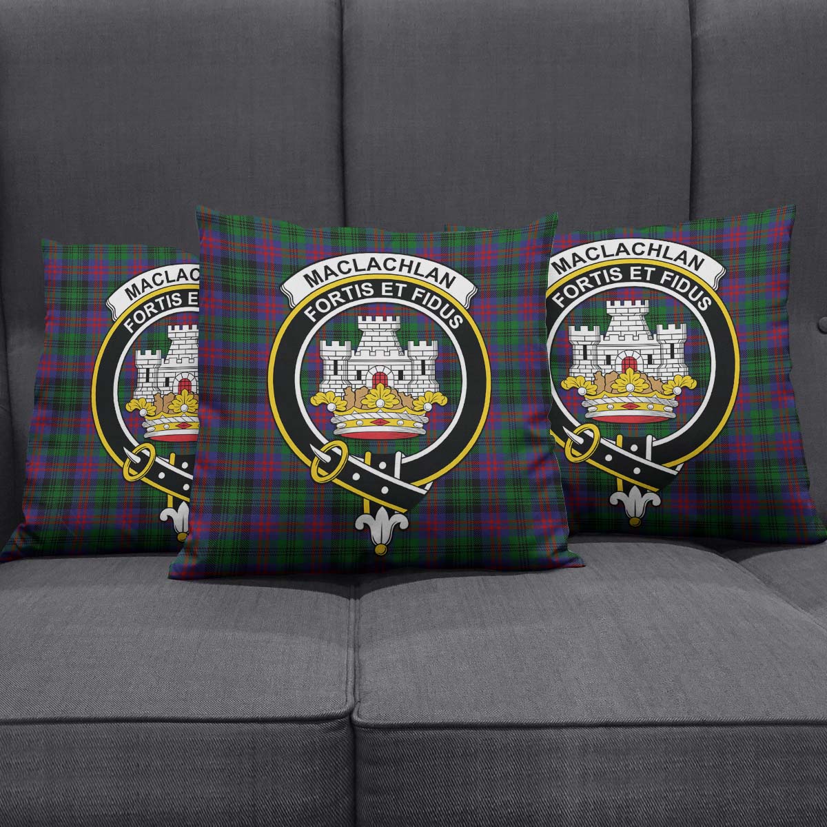 MacLachlan Hunting Tartan Pillow Cover with Family Crest Square Pillow Cover - Tartanvibesclothing