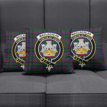 MacLachlan Hunting Tartan Pillow Cover with Family Crest