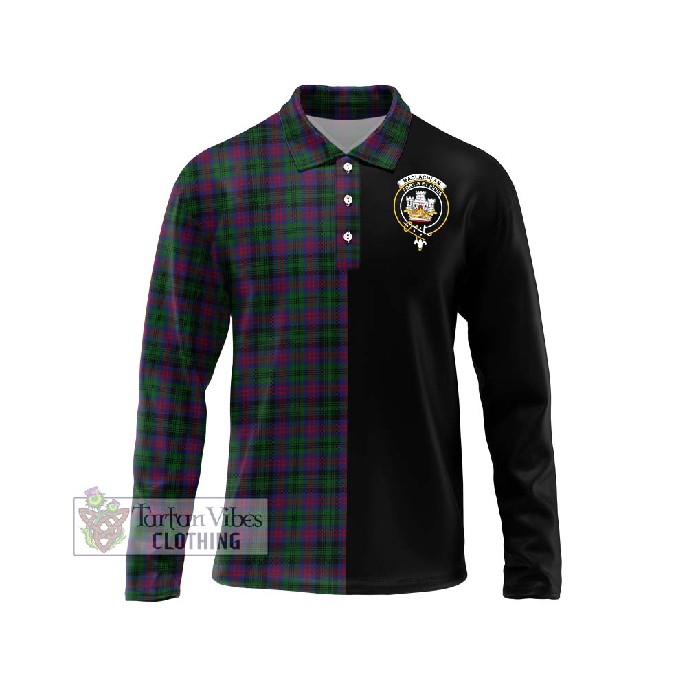 MacLachlan Hunting Tartan Long Sleeve Polo Shirt with Family Crest and Half Of Me Style Unisex - Tartanvibesclothing Shop