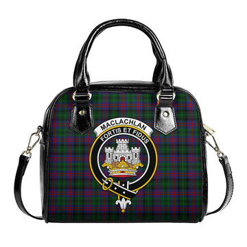 MacLachlan Hunting Tartan Shoulder Handbags with Family Crest