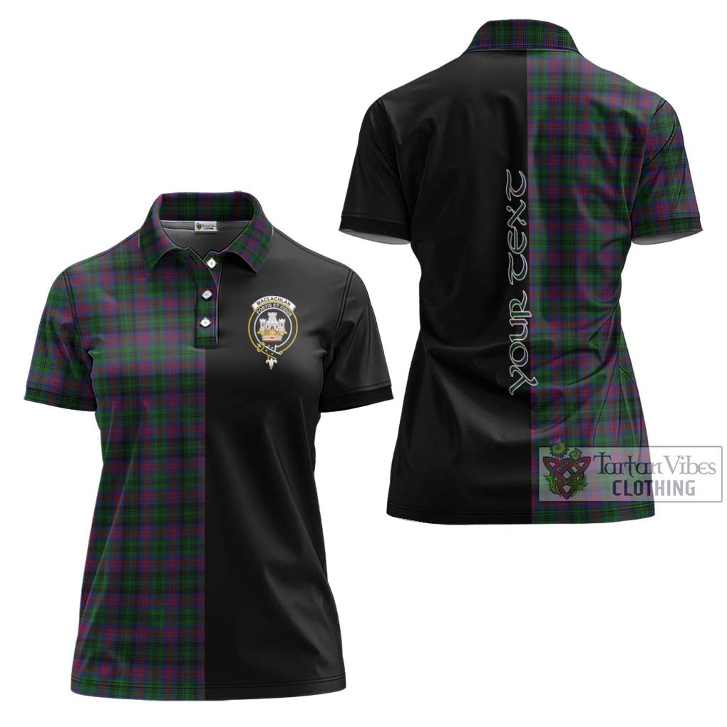 MacLachlan Hunting Tartan Women's Polo Shirt with Family Crest and Half Of Me Style Women - Tartanvibesclothing Shop