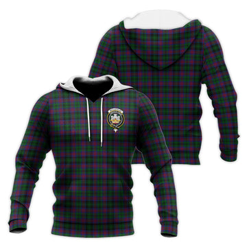 MacLachlan Hunting Tartan Knitted Hoodie with Family Crest