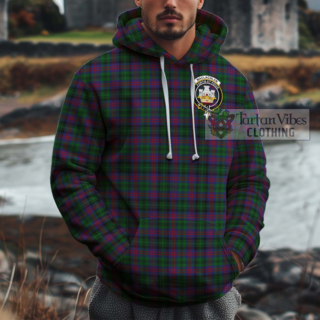 MacLachlan Hunting Tartan Cotton Hoodie with Family Crest Pullover Hoodie XS - Tartan Vibes Clothing