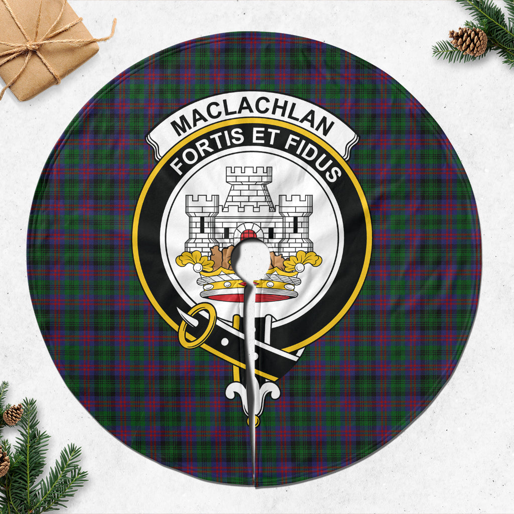 MacLachlan Hunting Tartan Christmas Tree Skirt with Family Crest - Tartanvibesclothing