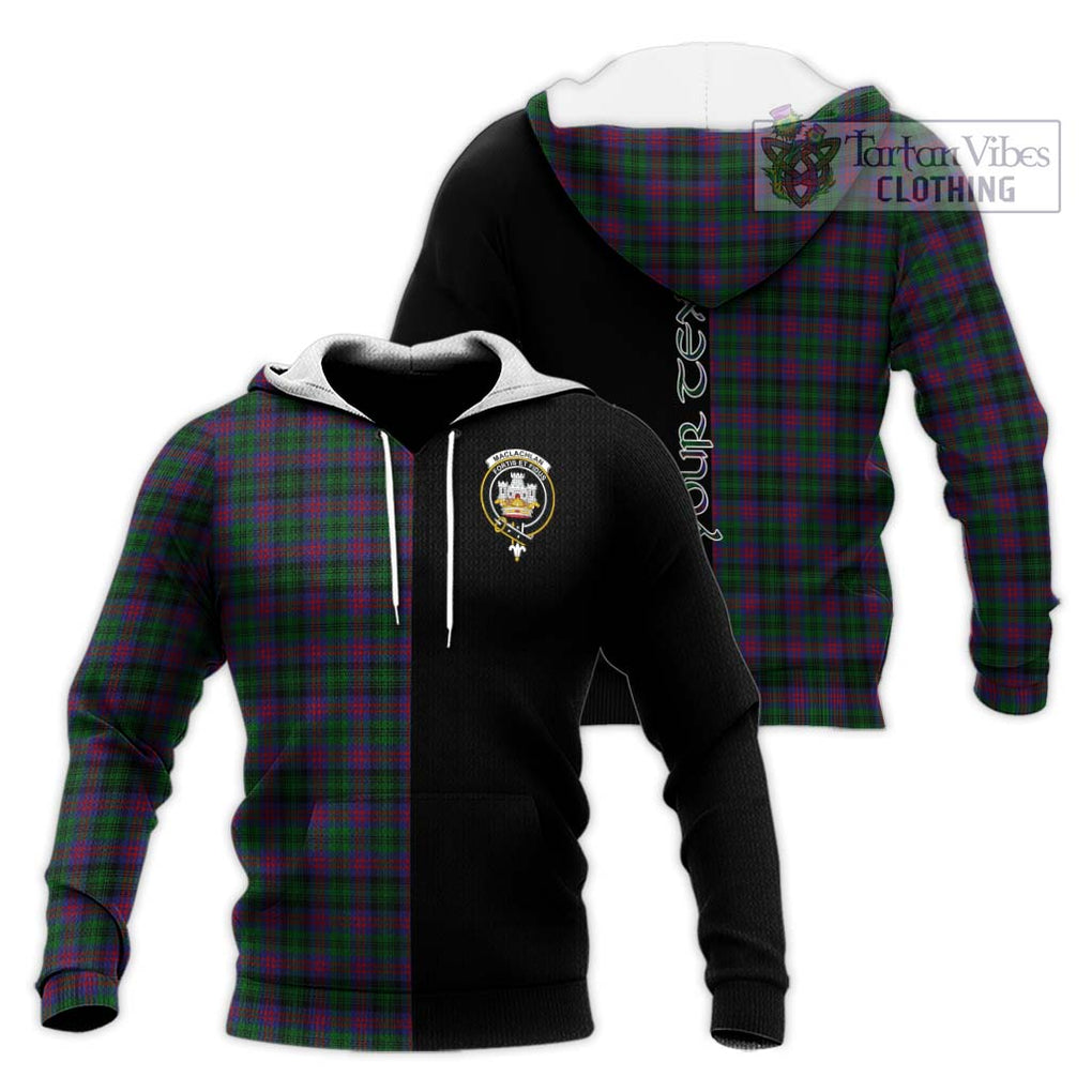 MacLachlan Hunting Tartan Knitted Hoodie with Family Crest and Half Of Me Style Unisex Knitted Pullover Hoodie - Tartanvibesclothing Shop