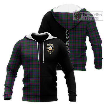 MacLachlan Hunting Tartan Knitted Hoodie with Family Crest and Half Of Me Style