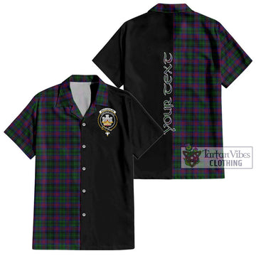 MacLachlan Hunting Tartan Short Sleeve Button Shirt with Family Crest and Half Of Me Style