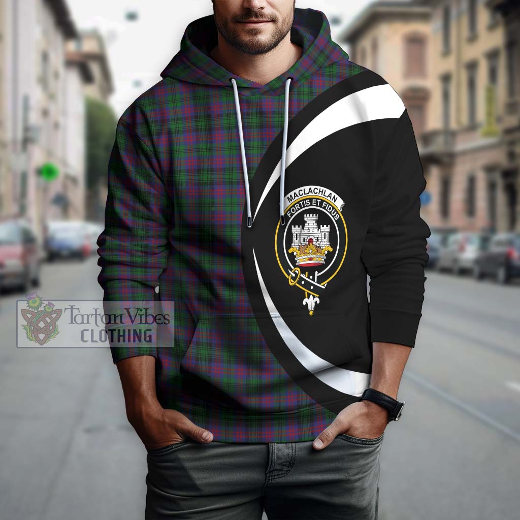 Tartan Vibes Clothing MacLachlan Hunting Tartan Hoodie with Family Crest Circle Style