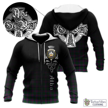 MacLachlan Hunting Tartan Knitted Hoodie Featuring Alba Gu Brath Family Crest Celtic Inspired