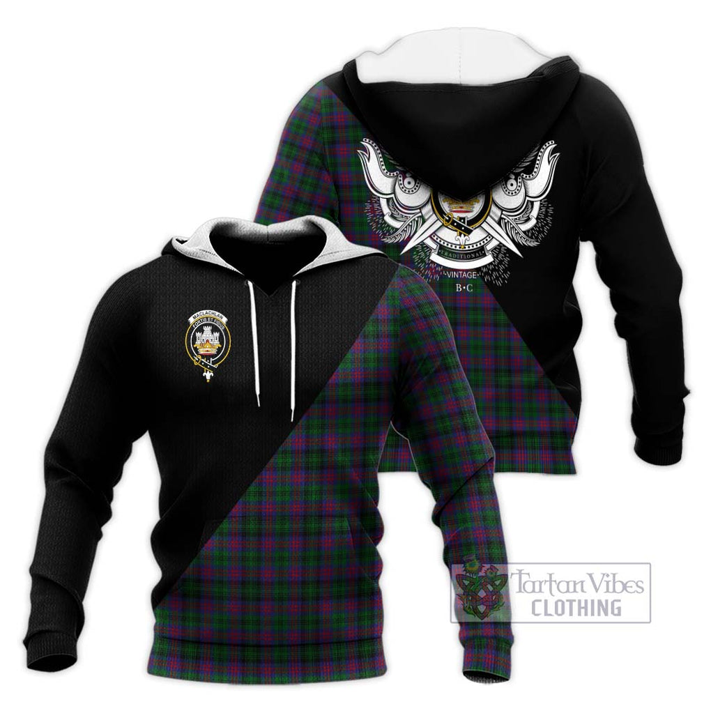 MacLachlan Hunting Tartan Knitted Hoodie with Family Crest and Military Logo Style Unisex Knitted Pullover Hoodie - Tartanvibesclothing Shop