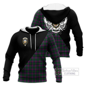 MacLachlan Hunting Tartan Knitted Hoodie with Family Crest and Military Logo Style