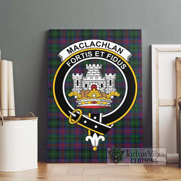 MacLachlan Hunting Tartan Canvas Print Wall Art with Family Crest