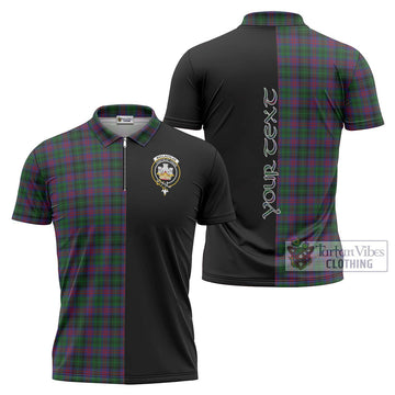 MacLachlan Hunting Tartan Zipper Polo Shirt with Family Crest and Half Of Me Style