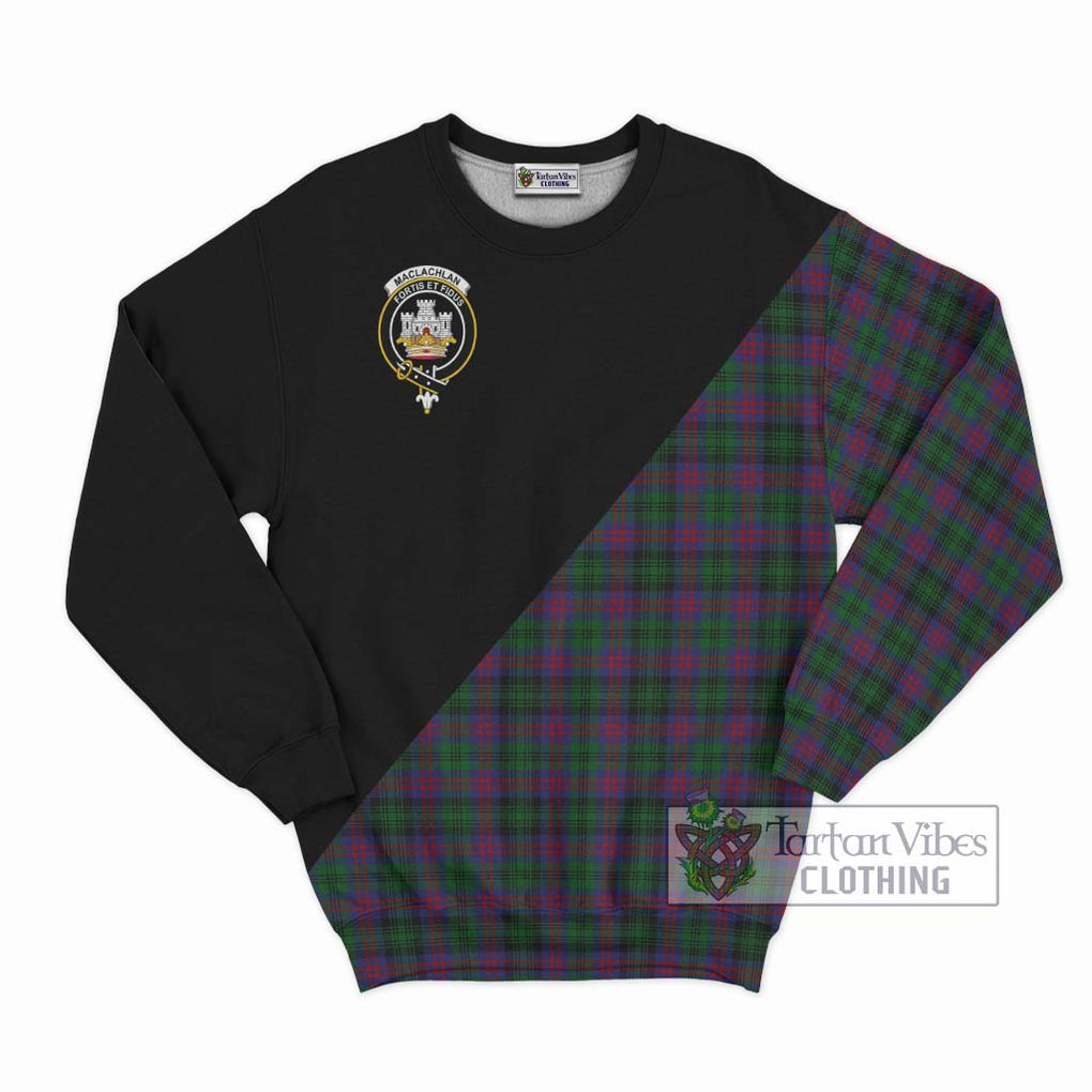 MacLachlan Hunting Tartan Sweatshirt with Family Crest and Military Logo Style - Tartanvibesclothing Shop