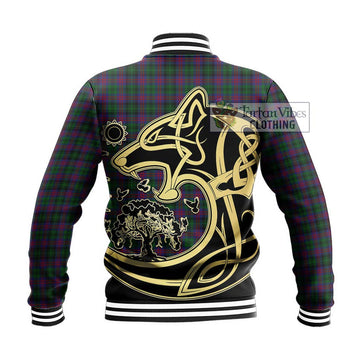 MacLachlan Hunting Tartan Baseball Jacket with Family Crest Celtic Wolf Style