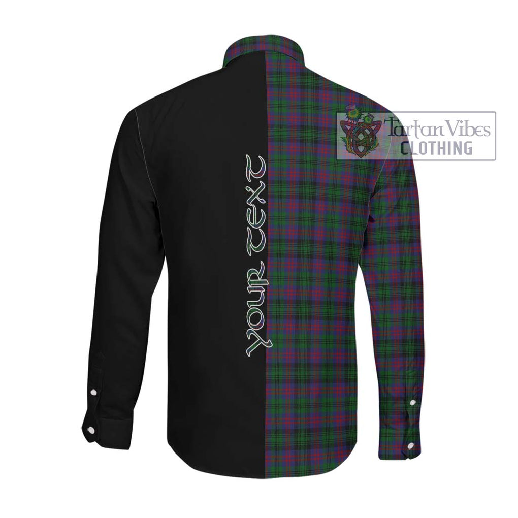 MacLachlan Hunting Tartan Long Sleeve Button Shirt with Family Crest and Half Of Me Style Men's Shirt - Tartanvibesclothing Shop