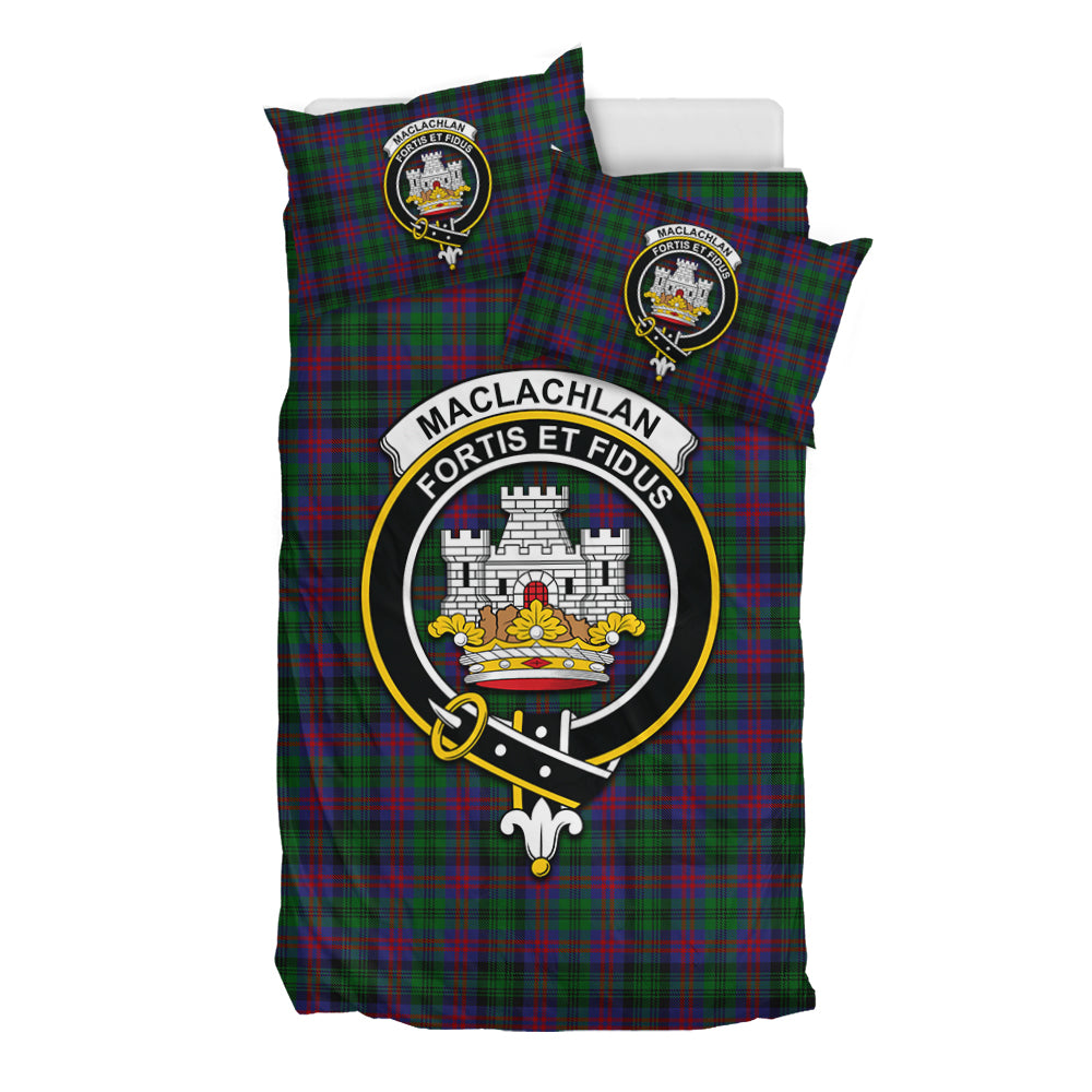 MacLachlan Hunting Tartan Bedding Set with Family Crest - Tartan Vibes Clothing