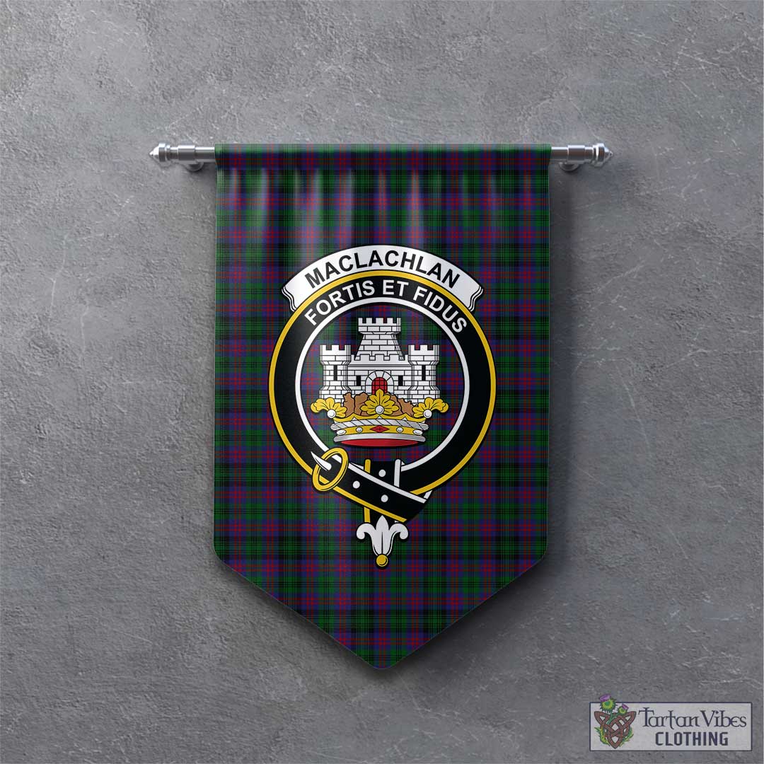 Tartan Vibes Clothing MacLachlan Hunting Tartan Gonfalon, Tartan Banner with Family Crest