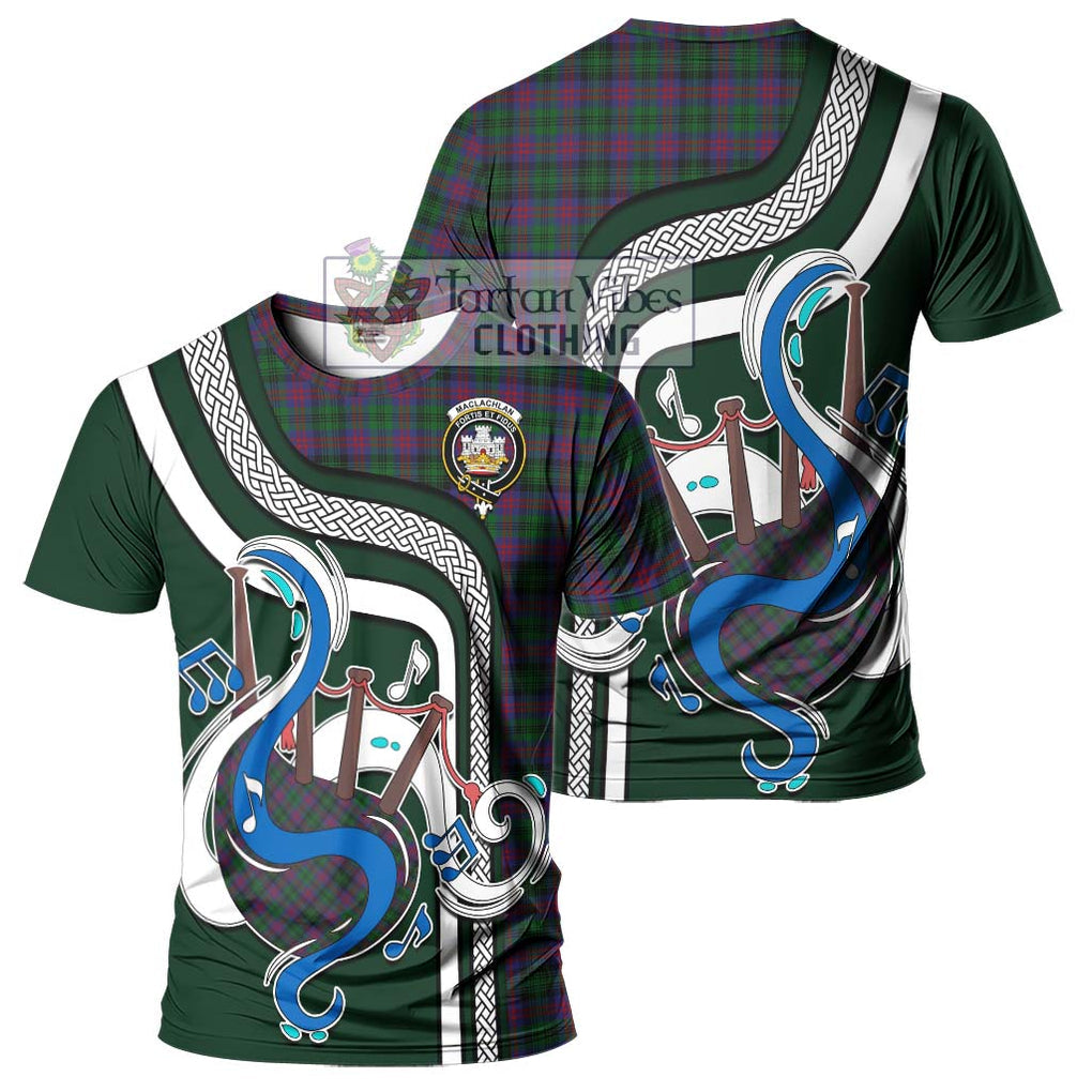 MacLachlan Hunting Tartan T-Shirt with Epic Bagpipe Style - Tartanvibesclothing Shop