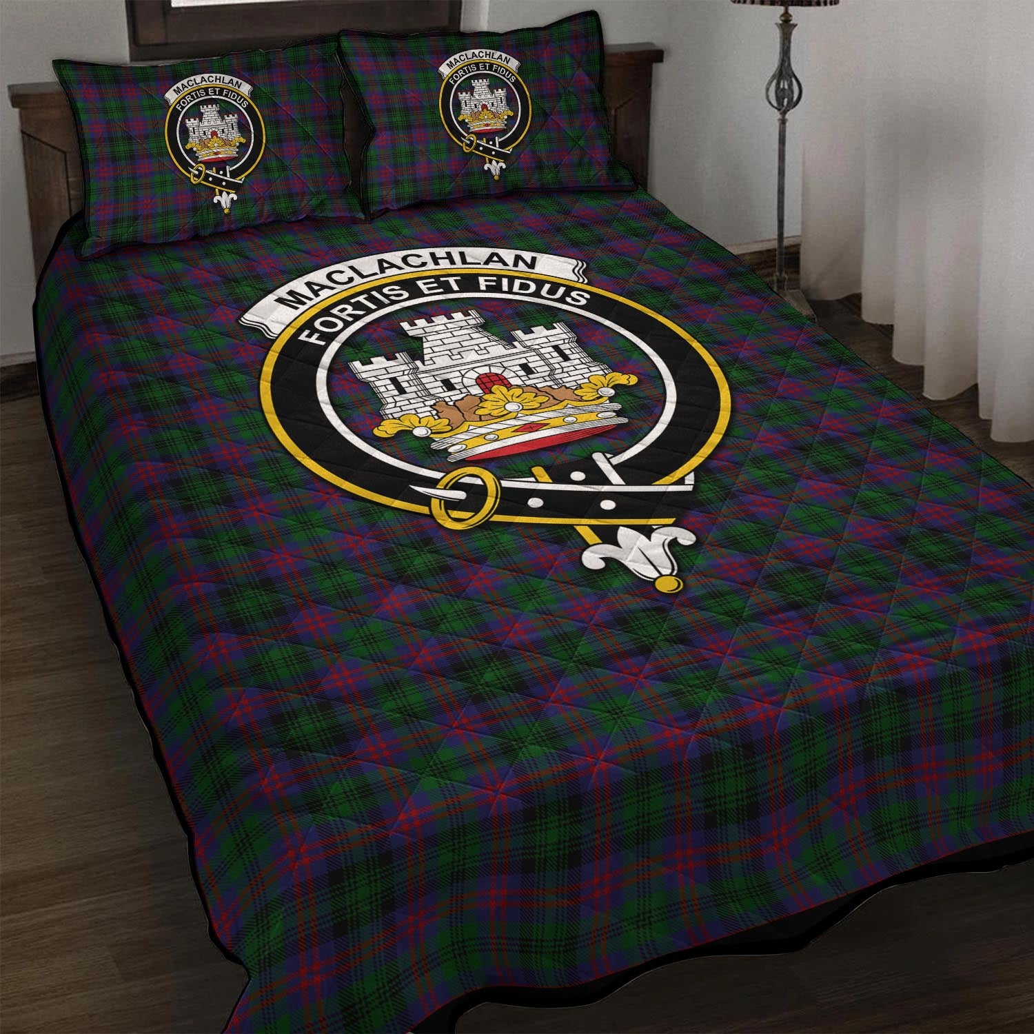 MacLachlan Hunting Tartan Quilt Bed Set with Family Crest - Tartan Vibes Clothing