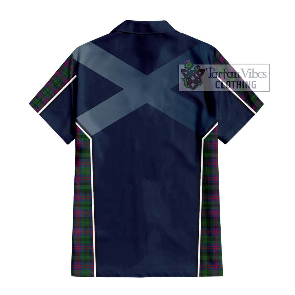 MacLachlan Hunting Tartan Short Sleeve Button Shirt with Family Crest and Lion Rampant Vibes Sport Style - Tartan Vibes Clothing