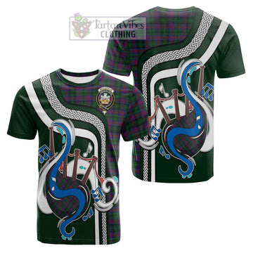 MacLachlan Hunting Tartan Cotton T-shirt with Epic Bagpipe Style