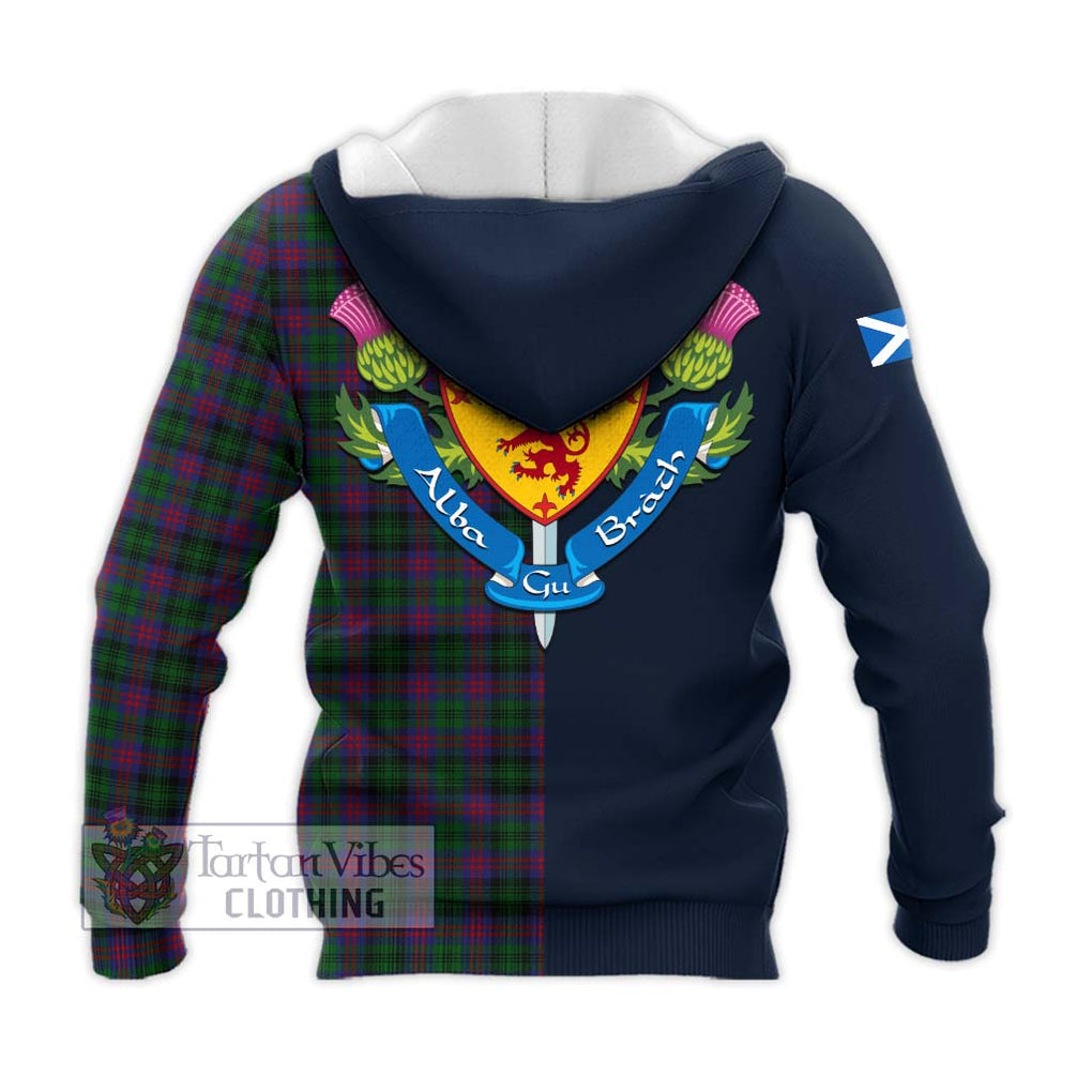 Tartan Vibes Clothing MacLachlan Hunting Tartan Knitted Hoodie with Scottish Lion Royal Arm Half Style