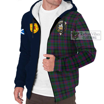 MacLachlan Hunting Tartan Sherpa Hoodie Alba with Scottish Lion Royal Arm Half Style