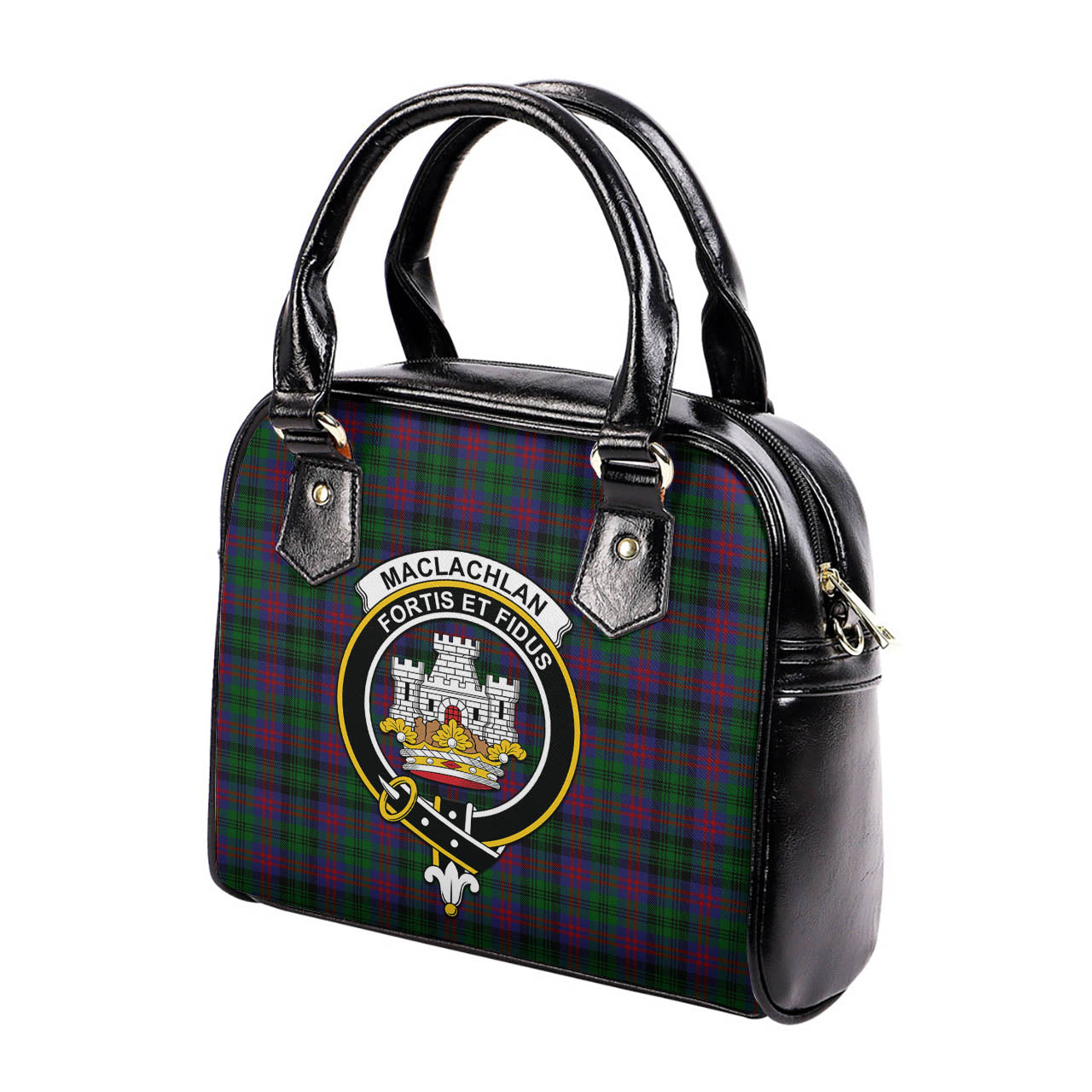 MacLachlan Hunting Tartan Shoulder Handbags with Family Crest - Tartanvibesclothing