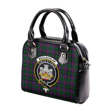 MacLachlan Hunting Tartan Shoulder Handbags with Family Crest