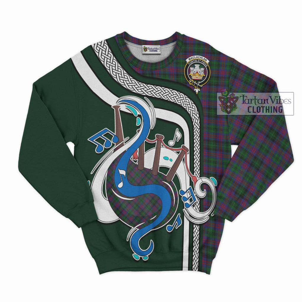 Tartan Vibes Clothing MacLachlan Hunting Tartan Sweatshirt with Epic Bagpipe Style