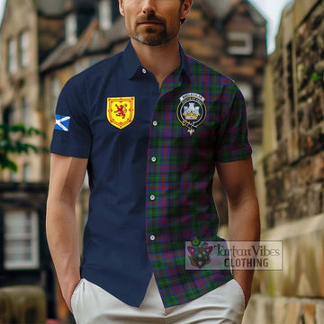 MacLachlan Hunting Tartan Short Sleeve Button Shirt Alba with Scottish Lion Royal Arm Half Style