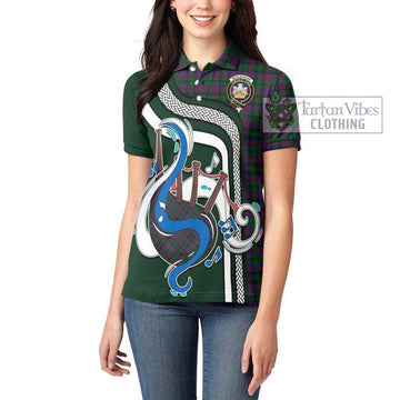 MacLachlan Hunting Tartan Women's Polo Shirt with Epic Bagpipe Style