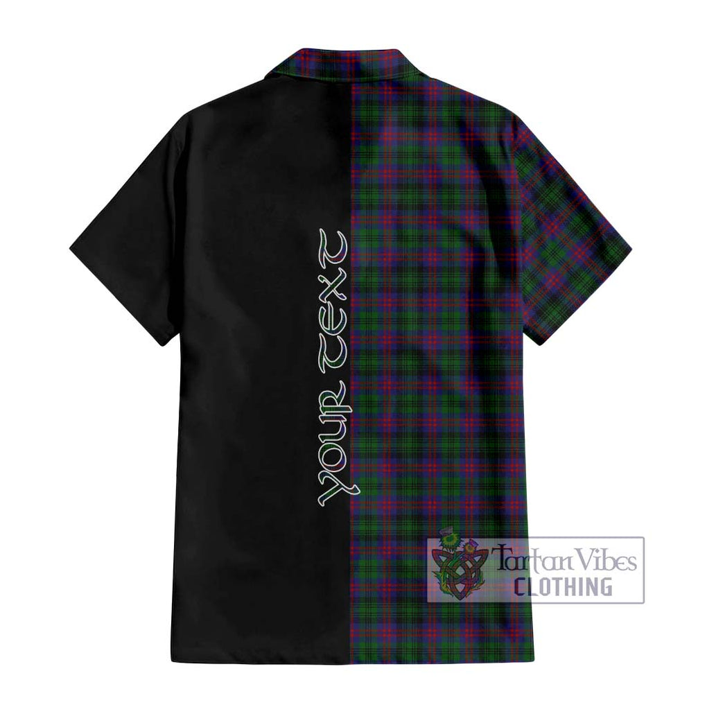 MacLachlan Hunting Tartan Short Sleeve Button Shirt with Family Crest and Half Of Me Style - Tartanvibesclothing Shop