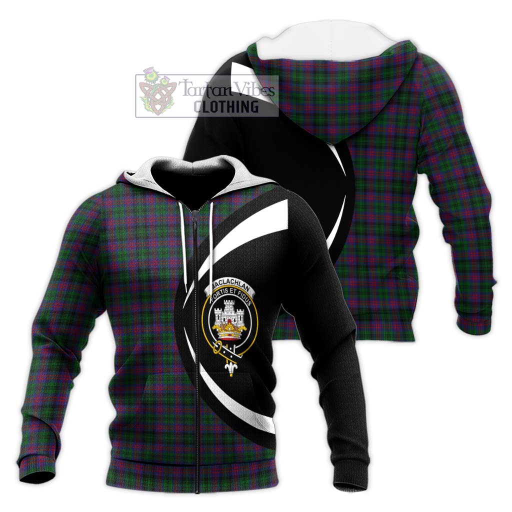 MacLachlan Hunting Tartan Knitted Hoodie with Family Crest Circle Style Unisex Knitted Zip Hoodie - Tartan Vibes Clothing