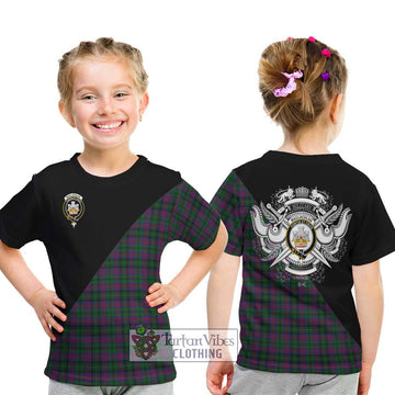 MacLachlan Hunting Tartan Kid T-Shirt with Family Crest and Military Logo Style