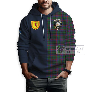 MacLachlan Hunting Tartan Hoodie Alba with Scottish Lion Royal Arm Half Style