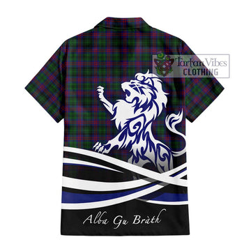 MacLachlan Hunting Tartan Short Sleeve Button Shirt with Alba Gu Brath Regal Lion Emblem