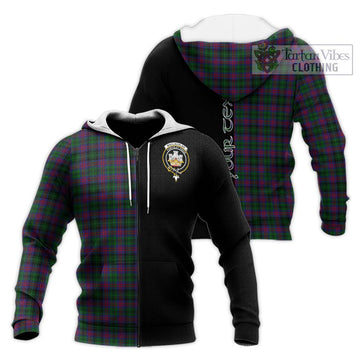 MacLachlan Hunting Tartan Knitted Hoodie with Family Crest and Half Of Me Style