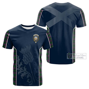 MacLachlan Hunting Tartan Cotton T-shirt with Family Crest and Scottish Thistle Vibes Sport Style