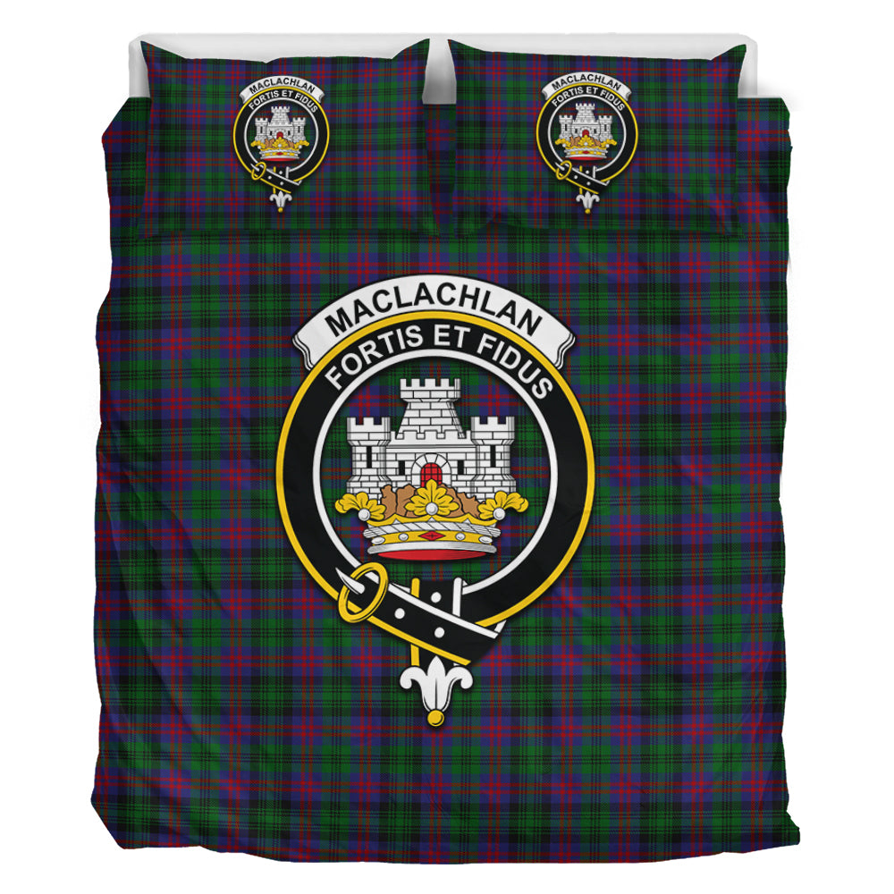 MacLachlan Hunting Tartan Bedding Set with Family Crest - Tartan Vibes Clothing