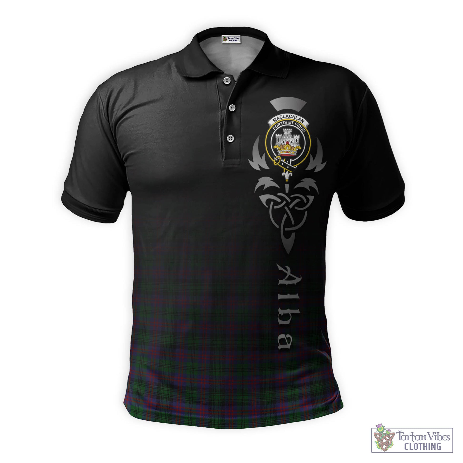 Tartan Vibes Clothing MacLachlan Hunting Tartan Polo Shirt Featuring Alba Gu Brath Family Crest Celtic Inspired