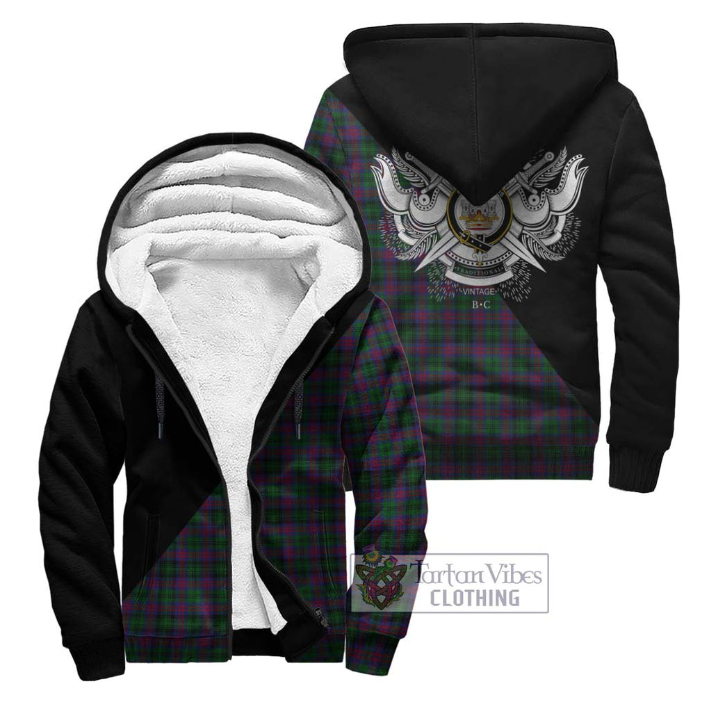 MacLachlan Hunting Tartan Sherpa Hoodie with Family Crest and Military Logo Style Unisex - Tartanvibesclothing Shop