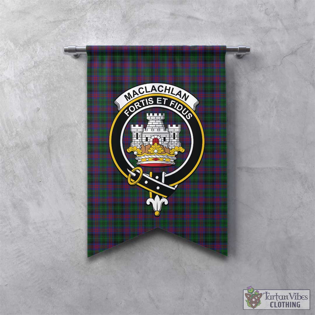 Tartan Vibes Clothing MacLachlan Hunting Tartan Gonfalon, Tartan Banner with Family Crest