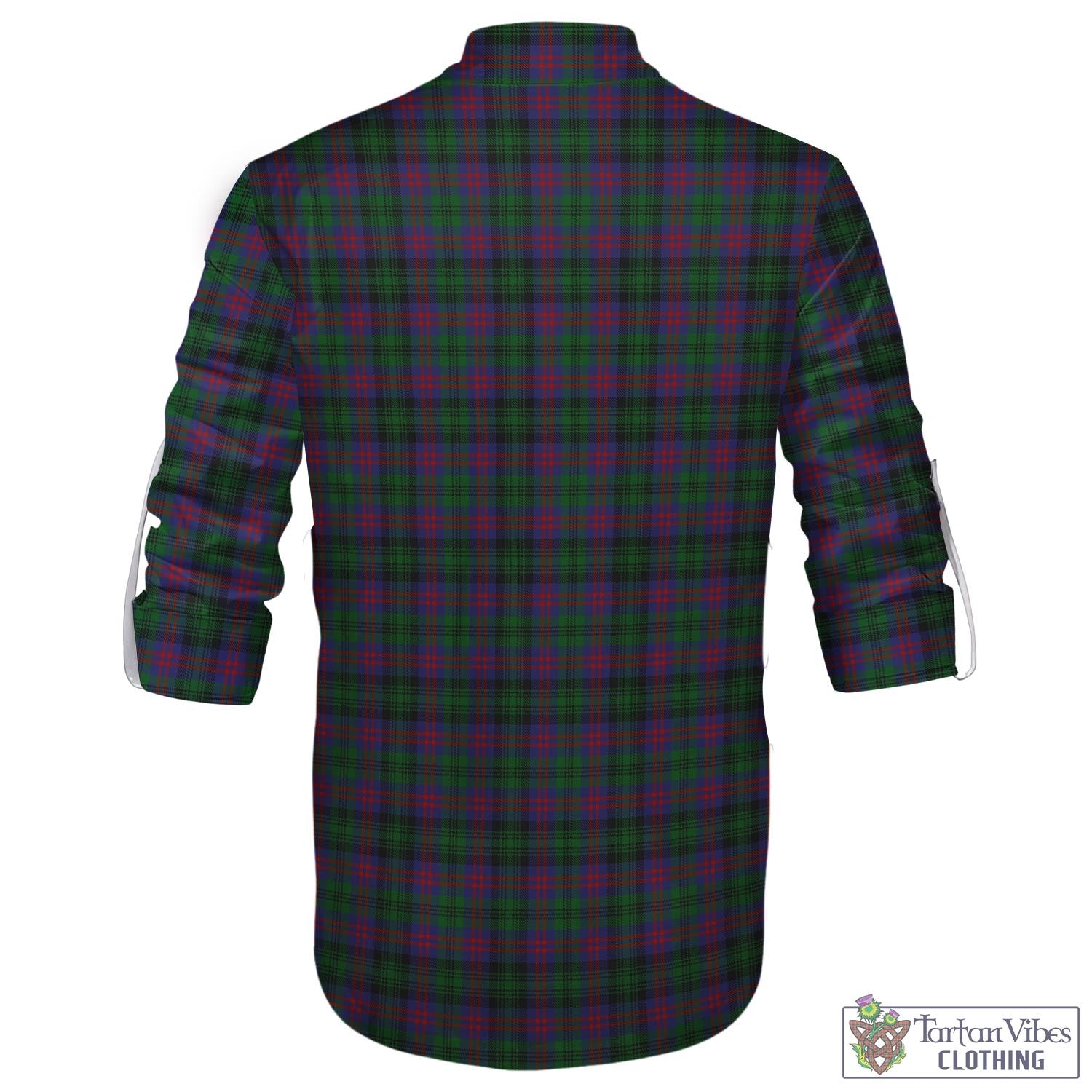 Tartan Vibes Clothing MacLachlan Hunting Tartan Men's Scottish Traditional Jacobite Ghillie Kilt Shirt with Family Crest